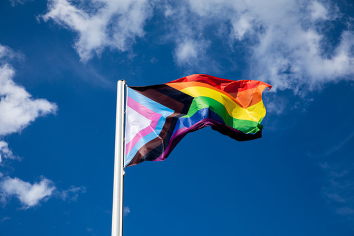 Pride flag on campus, 2020